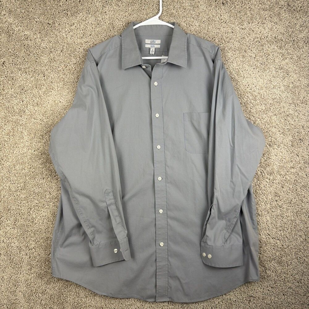Croft & Barrow Mens No Iron Classic Fit Dress Shirt Grey Size 18 34/35